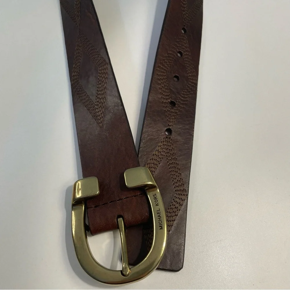 Michael Kors Brown Leather Belt Size Large